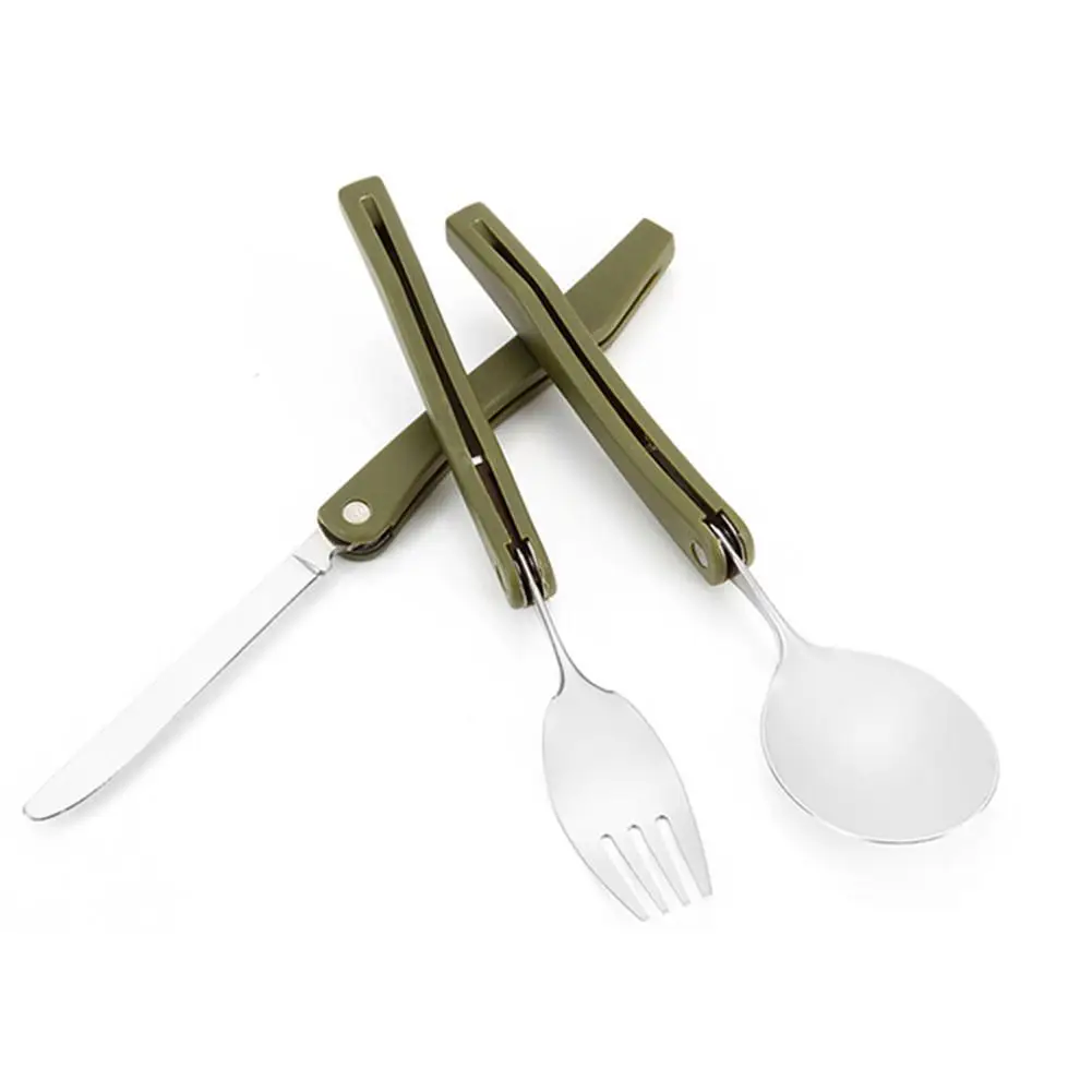 Portable Mini Cutlery Set Outdoor Hiking Tools Folding Cutlery Set Camping Picnic Stainless Steel Spoon Cutlery Tableware Set