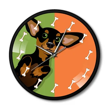 

Cartoon Dachshund Metal Frame Wall Clock Adorable Puppy Sausage Clock Wiener Home Decor Decorative Imperfection Doxie Lover Gift