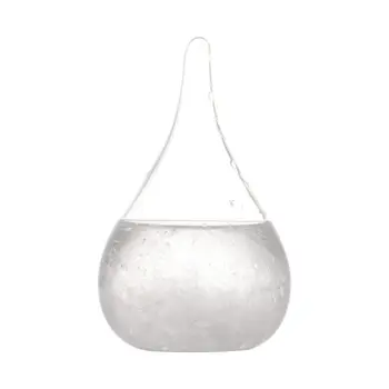 

Crystal Glass Bottle Barometer Bottles Weather Forecast Stylish Desktop Water Drop Transparent Glass Weather Station Home Decor