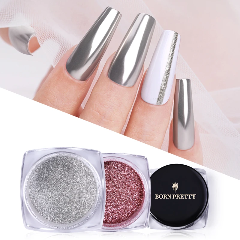BORN PRETTY 1 г металлический блеск для дизайна ногтей зеркальная мощность для УФ-геля лак для ногтей хромированный пигмент Пылезащитная декоративная сила маникюрный блеск