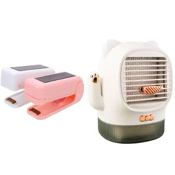 

2x Heat Bag Sealer, Plastic Bag Sealer Mini Heat Sealer Machine for Food Saver Storage Snack & 1x USB Charge Fan