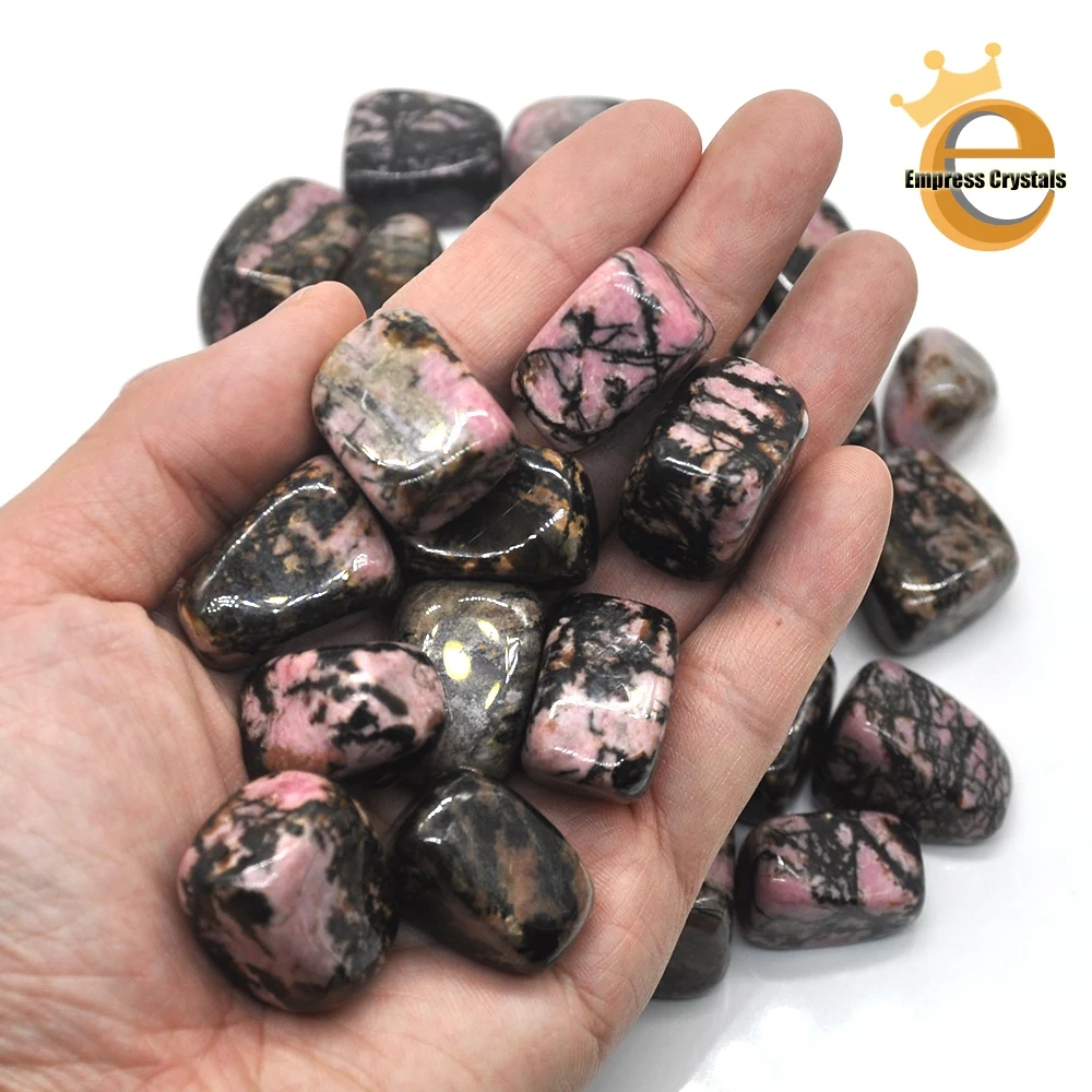 Natural Pink Black Rhodonite Crystal Tumbled Bulk Healing Mineral