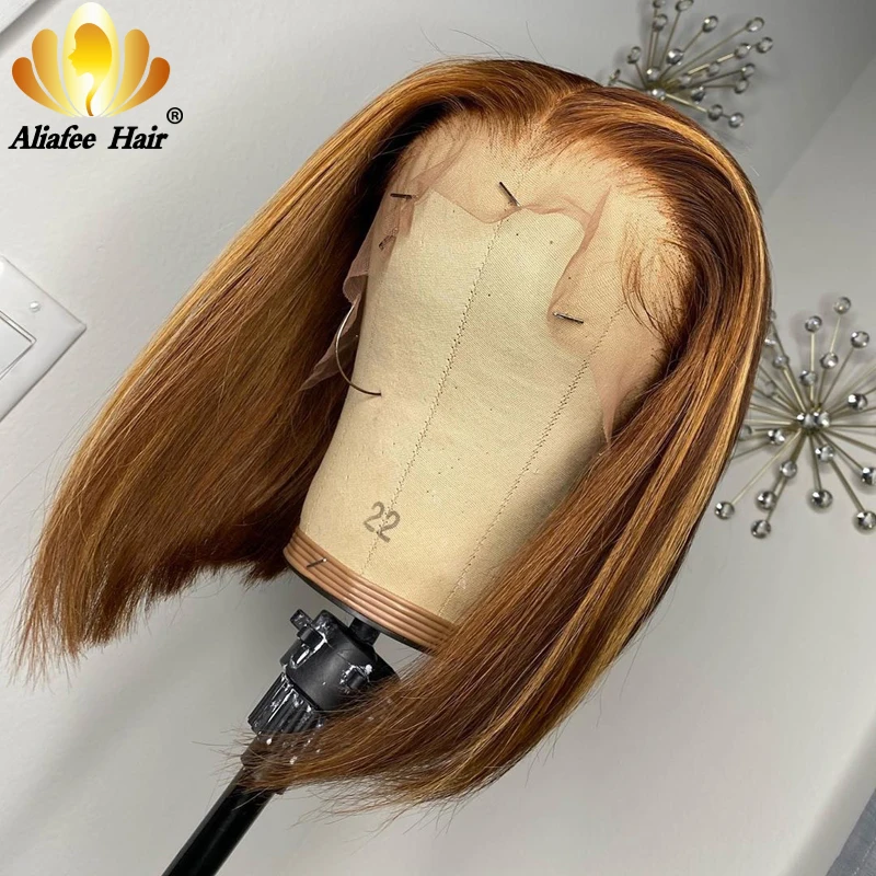 Aliafee короткие парики боб на сетке передние 13x4 человеческие волосы перуанская