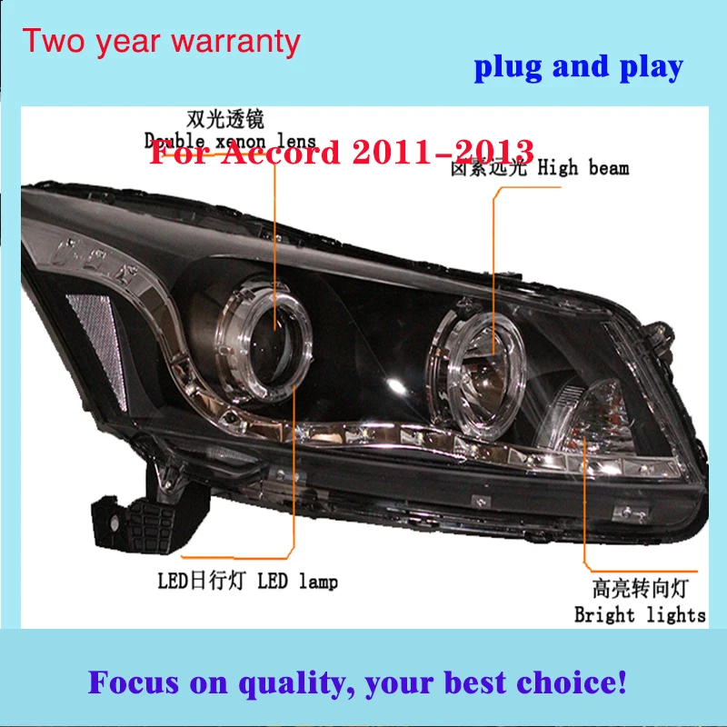 Автомобильный Стайлинг головная лампа для Honda Accord фары 2011-2013 Accord 8th светодиодный фонарь DRL H7 D2H Hid опция Angel Eye Bi Xenon