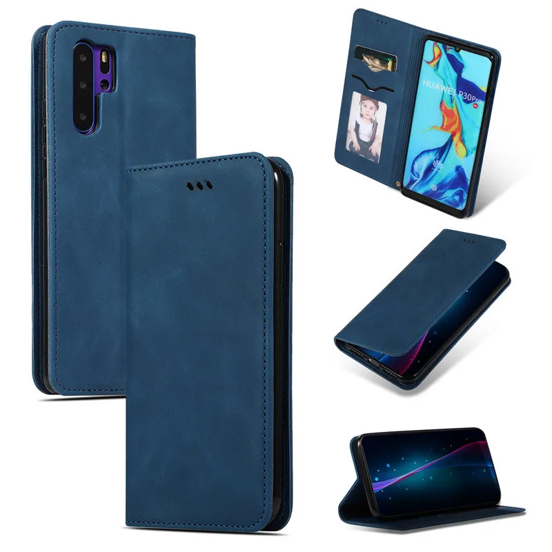 Blue Кожаный чехол для huawei P30pro Psmart Z Y9 Nova 5 5i Fundas Cover для huawei P20 P30 Mate20 Pro Lite Honor 8X20 10i 20i - Цвет: Blue