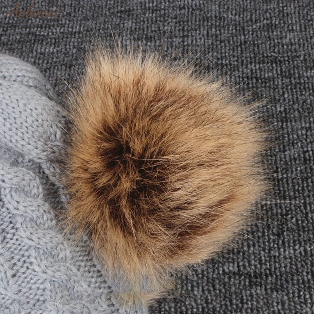 Childrens Baby Winter Hat Knitting Warm Wool Hemming Hat Keep Warm Winter Hiarball Fur Ball For Girl Cap Set Hot Sale