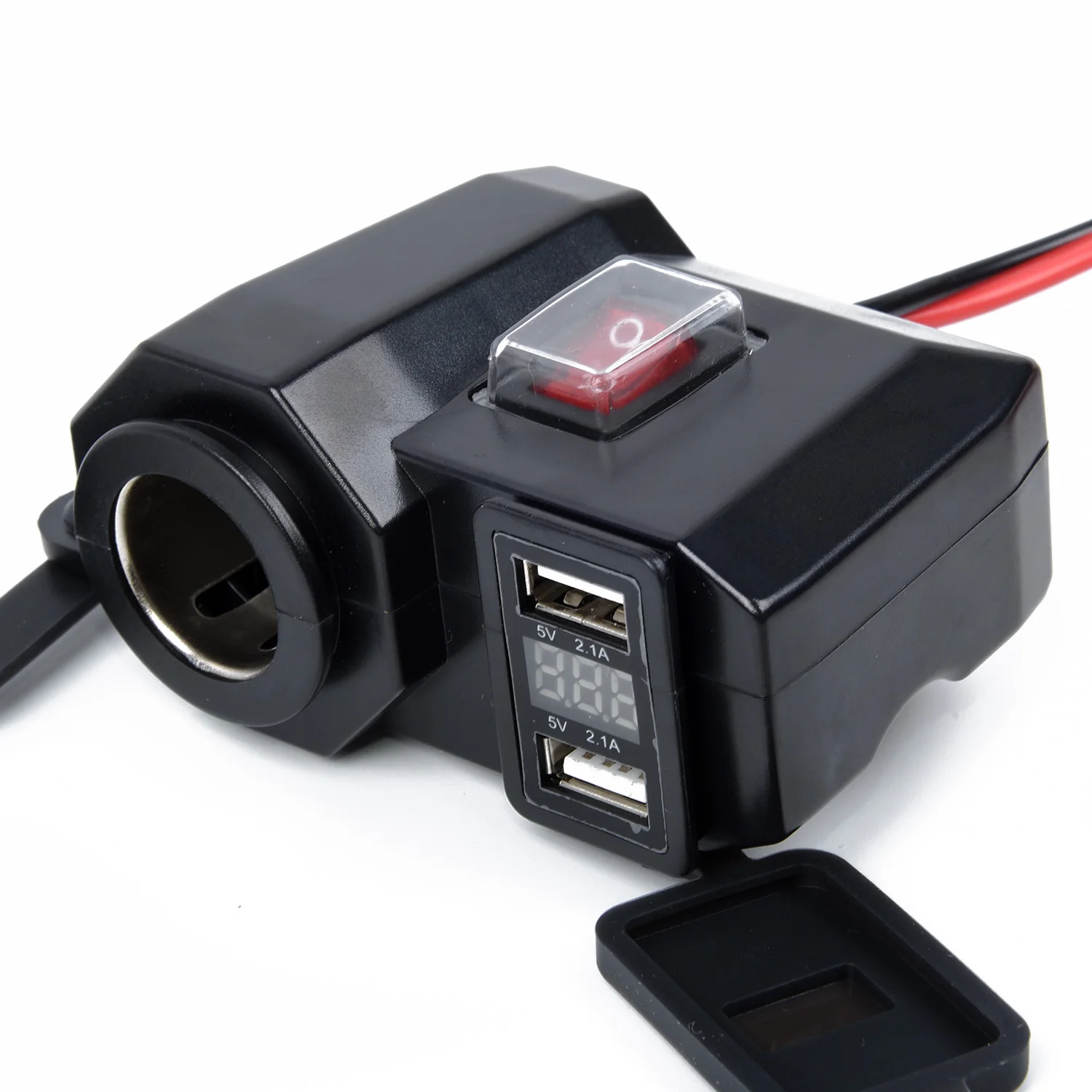 3 в 1 мотоцикл прикуриватель водонепроницаемый 2-USB разъем светодиодный вольтметр
