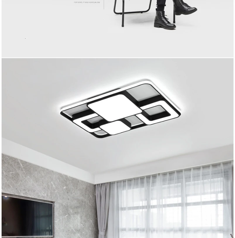 Verllas современные светодиодные потолочные лампы для гостиной прихожей квадратный Прямоугольник Белый Черный потолочный светильник светодиодный светильник для спальни детей