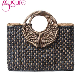 

Gusure Straw Handbag Women 2020 New Straw Beach Bag Hand-Woven Simple Wild Summer Vacation Travel Trend Retro Casual Rattan Bag