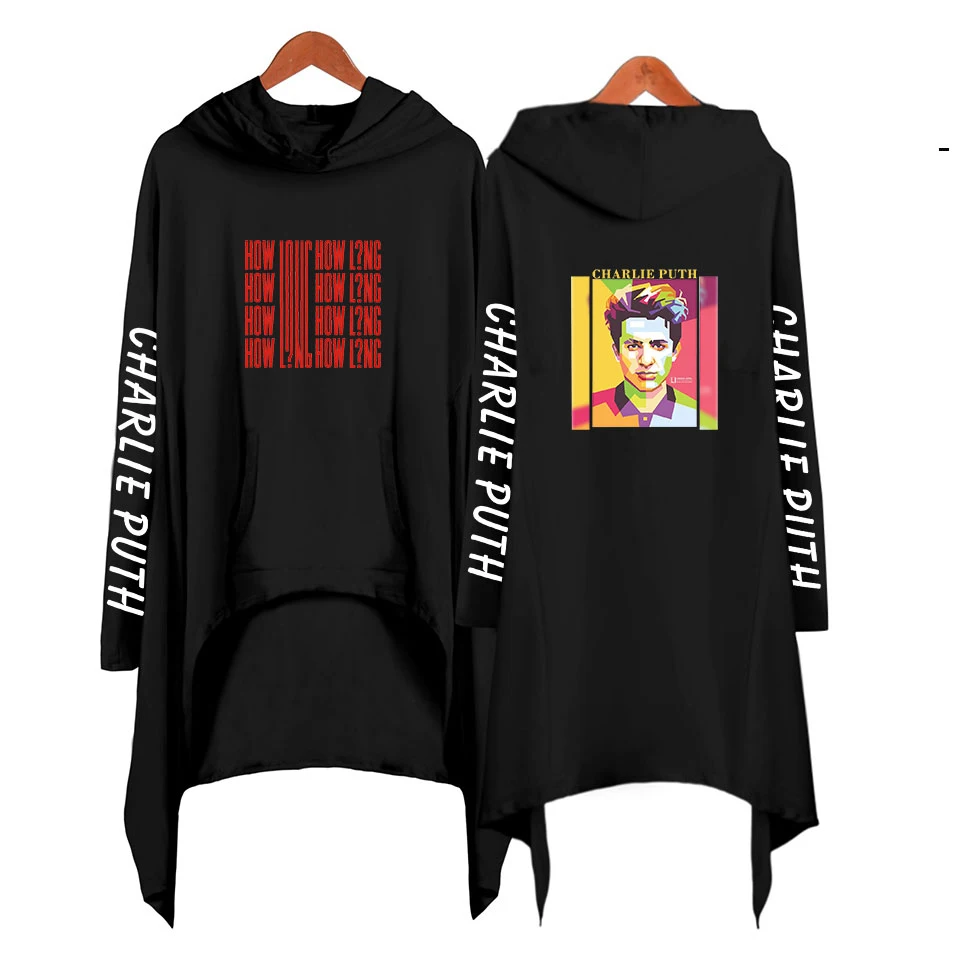 Charles Otto Puth Jr. Толстовки Харадзюку с буквами женские толстовки с капюшоном Charlie Puth осенние креативные длинные женские пуловеры