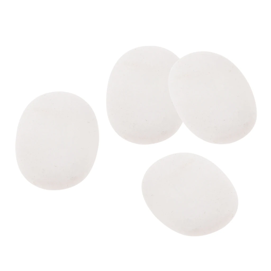 4Pcs Body Facial Spa Massage Stone Natural Lava Stone Set Hot Spa Rock Stones - (3x4CM) White