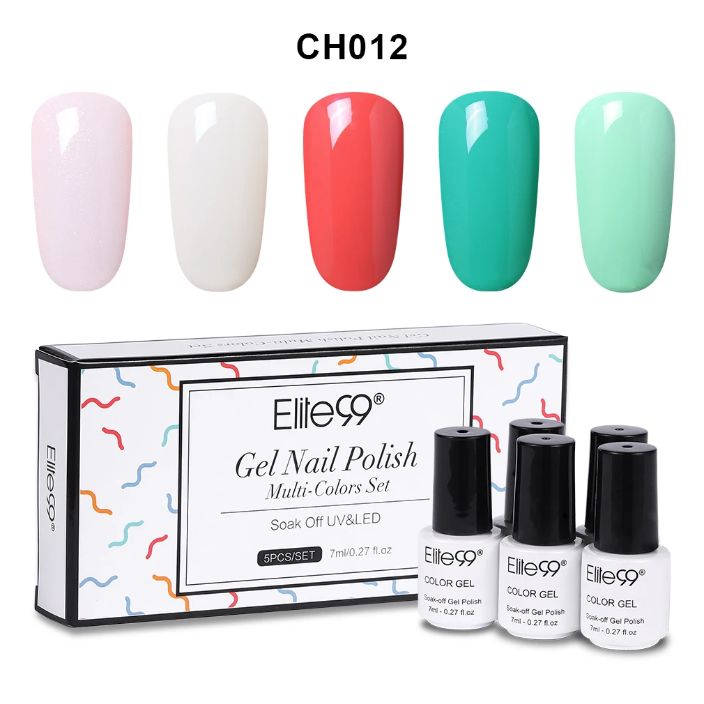 7ML-5PCS-EGCH012 Elite99 10 мл винно-красный цвет Гель-лак для ногтей с подарочной коробкой Полупостоянный УФ-гель для ногтей Гель-лак для ногтей Рождественский подарок - Цвет: 7ML-5PCS-EGCH012
