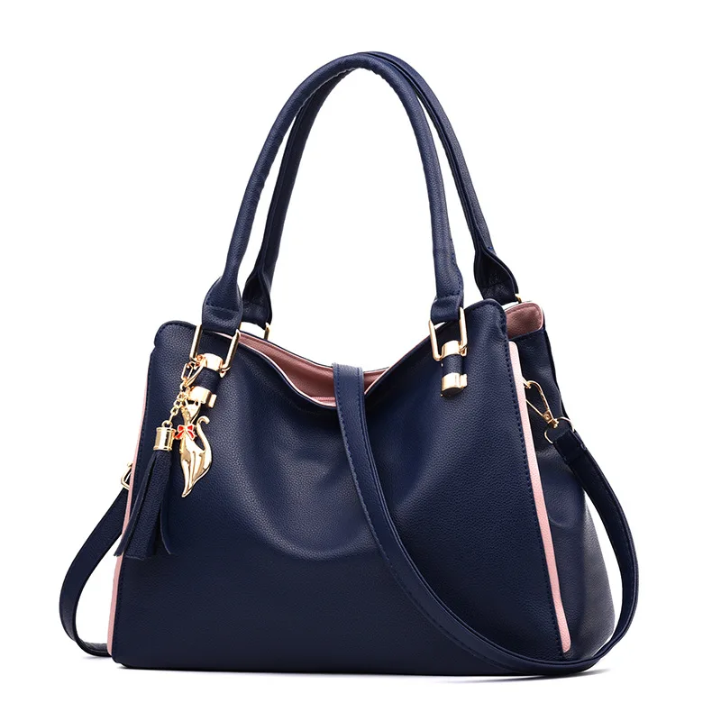Модная женская сумка-мессенджер, кожанная женская сумка, сумка-тоут, женская сумка-мессенджер, высокое качество, женская сумка - Цвет: blue