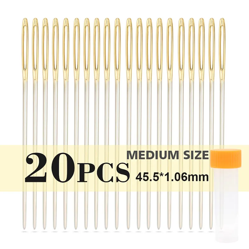 Round Needle Medium Профессиональная кожаная швейная игла для вышивки Швейные принадлежности для рукоделия булавка, круглая тупая голова большой глаз хранения бутылки иглы - Цвет: Round Needle Medium