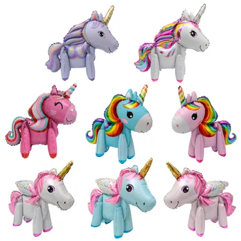 

Party Decoration 3D Assembly of Three-dimensional Unicorn Aluminum Balloon Cartoon Pony Toy Balloon for Children Kids Decor