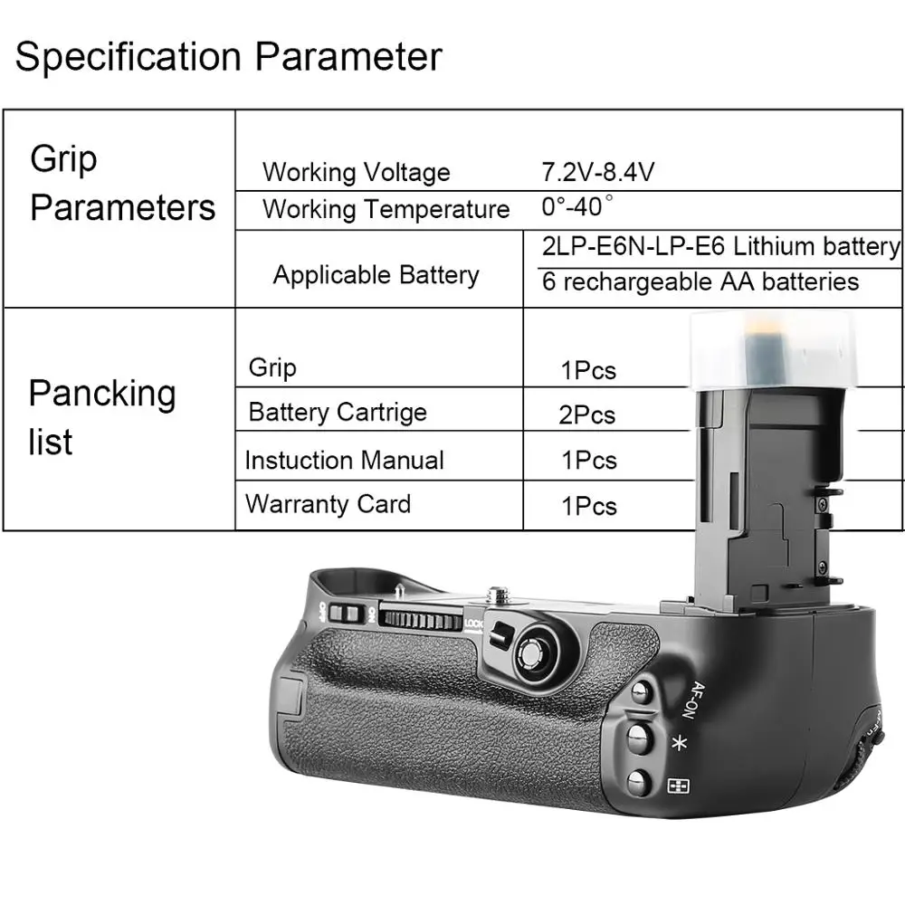 Camera battery handle grip Meike MK-7D2 Professional Battery Grip for Canon EOS 7D2 7D Mark II