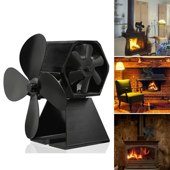 

2 In 1 Thermal Heat Powered Stove Fireplace Fan Wood Log Burner Home Air Cooling