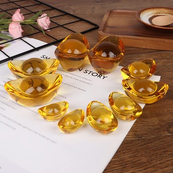 

Glaze Citrine Ingot Artificial Chinese Ancient Gold Ingot Chinese Feng Shui Mascot Money LUCKY Fortune Wealth