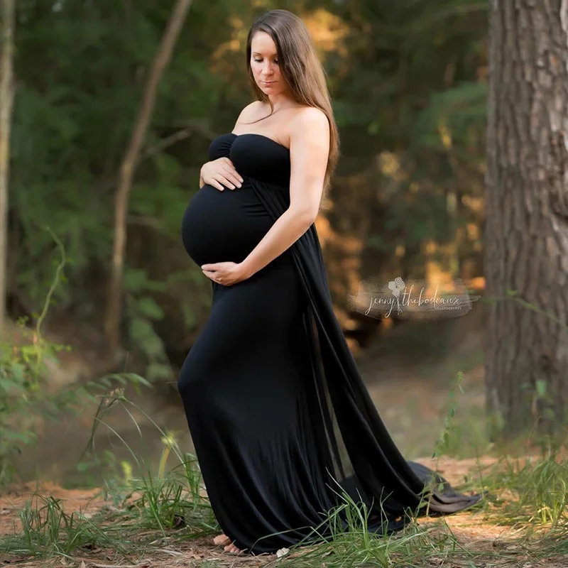 Реквизит для фотосъемки для беременных; длинное платье для беременных; Платье для фотосессии; Макси без рукавов - Цвет: Black