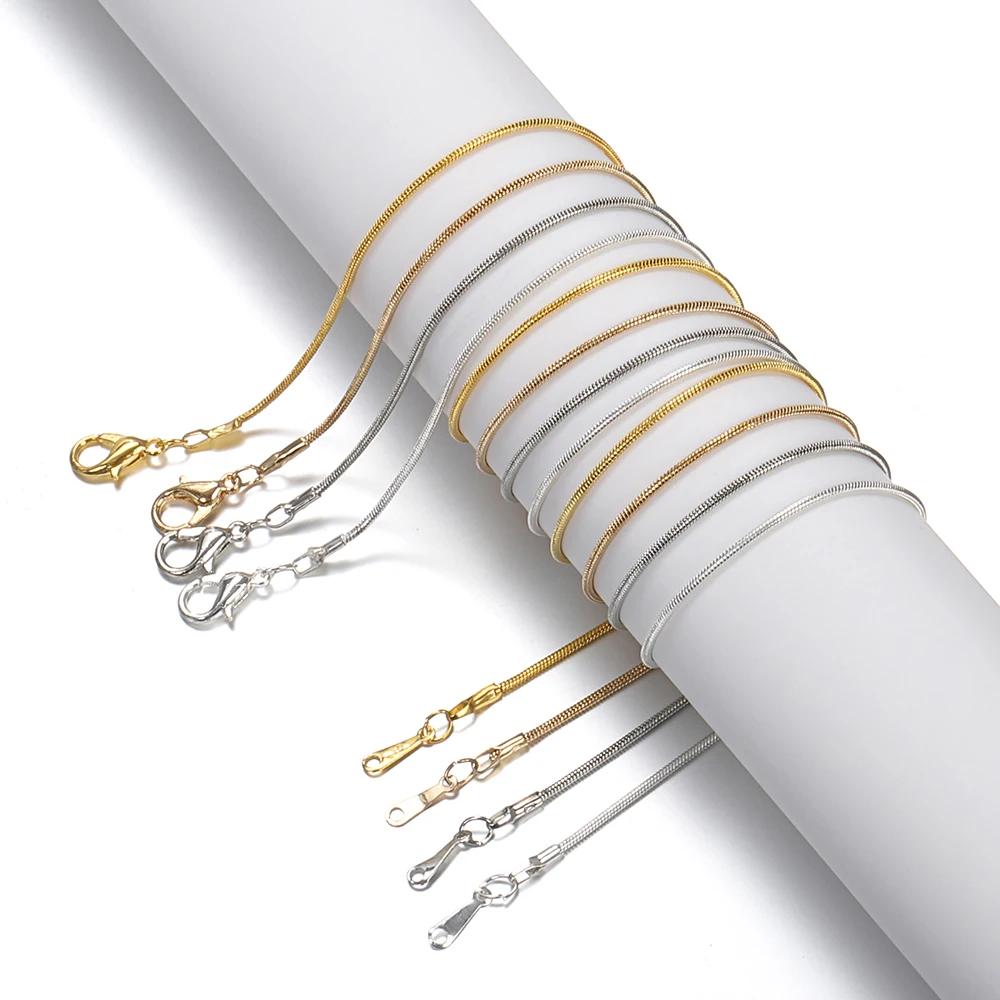 

12pcs Necklace Snake Chains 40cm Length Lobster Clasp Gold/Silver/Rhodium Metal Chain Necklace DIY Jewelry Making Components