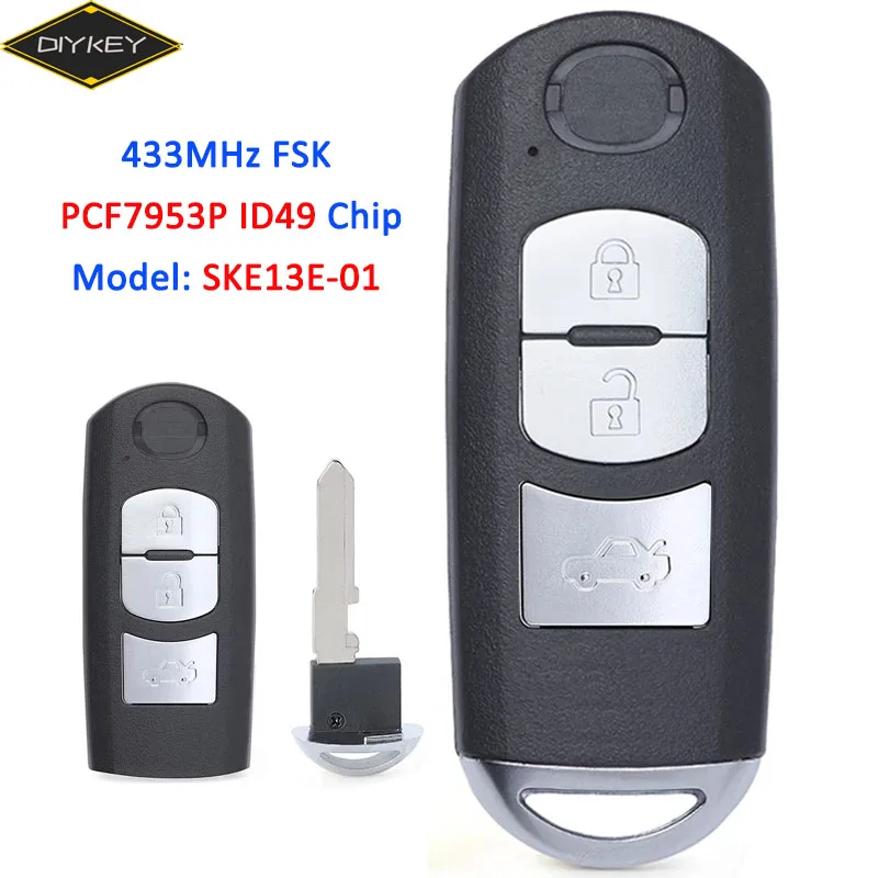 DIYKEY SKE13E-01 for Mazda 3 Mazda3 6 Mazda6 2012 2013 2014 2015 433MHz PCF7953P ID49 Chip Keyless Smart Car Remote Key | Автомобили и