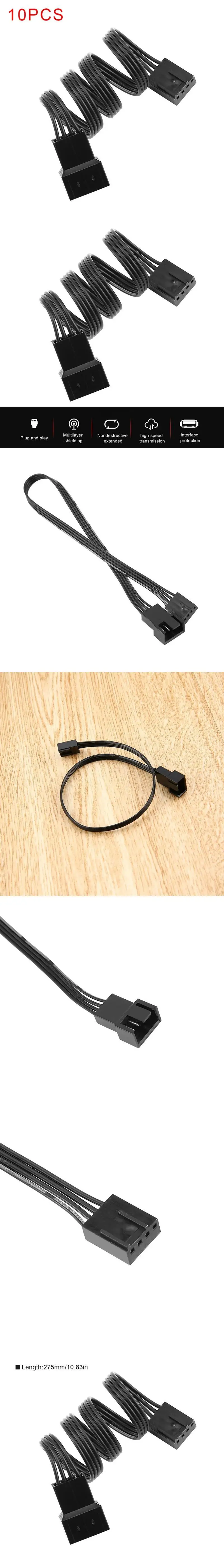 4Pin кабель вентилятора один точка два вентилятора Y сплиттер черный рукав УДЛИНИТЕЛЬ шнур питания удлинитель внутренний вентилятор кабель-удлинитель