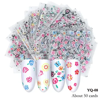 

30pcs Nail Art Sticker Designs Set Mixed Butterfly Flower Leaf Self-adhersive Decals DIY Slider for Manicure Halloween Christmas