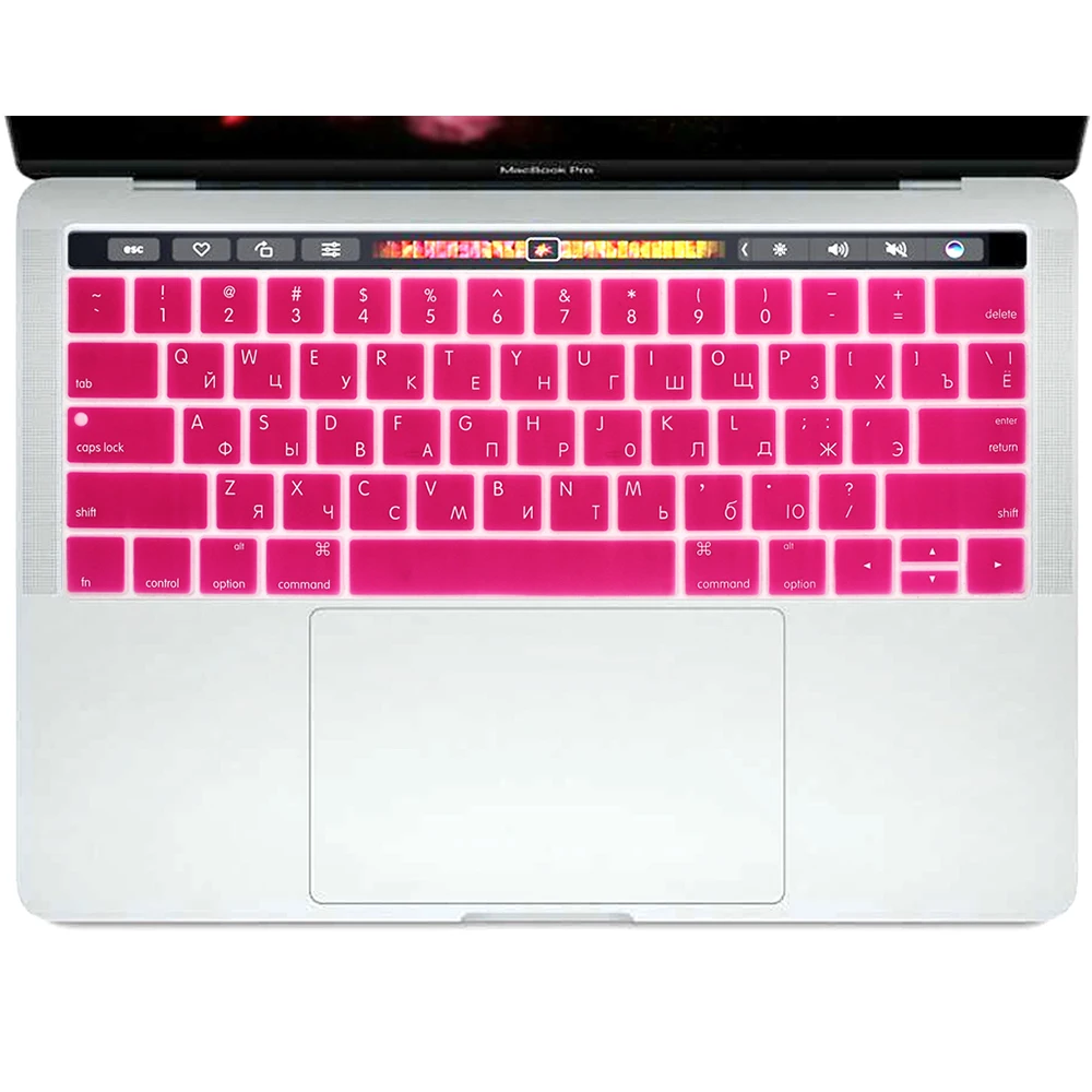 HRH прочный США Русский силиконовый чехол для клавиатуры для MacBook Pro 1" A1706 A2159 A1989 Pro 15" A1707 A1990 с сенсорной панелью - Цвет: Hot Pink