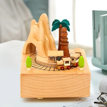 

Wooden Music Box, Christmas Decoration Birthday and Thanksgiving Gift Easy to Operate with Smooth Surface