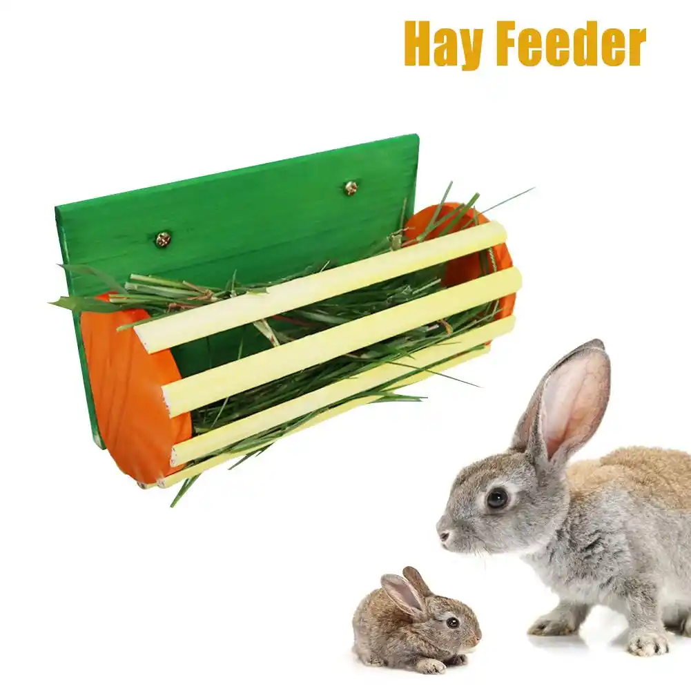 Grass Feeder Wooden Hay Manger For Rabbits Chinchillas Guinea Pigs