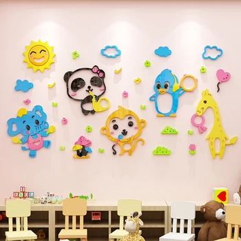 

Kindergarten wall cultural wall sticker scribm classroom painting background wall class layout stickers children's bedroom