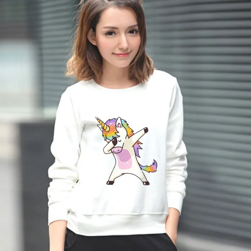 

Kawaii Women Sweatshirts Fashion Unicorn Print Sweatshirt Hoodies Korean Streetwear Causal Long Sleeve Cute Hoodies Wome Tops