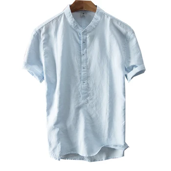 

2020 Fashion solid men shirt white business casual men shirt linen mens clothing brand shirts men cotton shirt camisa tops tees