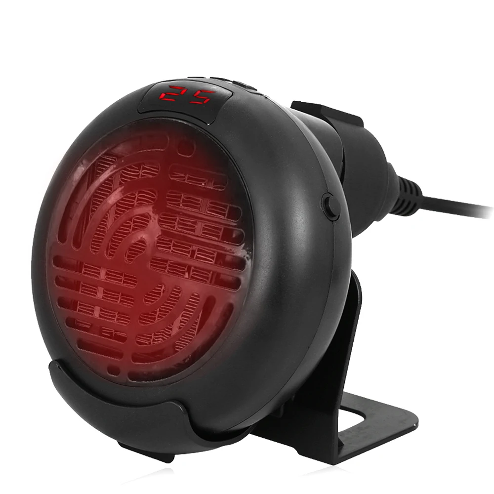 Black With holder Мини-электрический обогреватель с регулируемой температурой и таймером, вставной настенный вентилятор, удобный нагревательный радиатор для плиты, 220 В, 900 Вт, теплая машина - Цвет: Black With holder