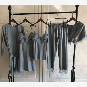 

Printing Silk Pajamas Home Clothes Pijama Mujer Pyjamas Women Satin Sleepwear Pjs Pijamas Loungewear Women Sleep Set Pj 2020
