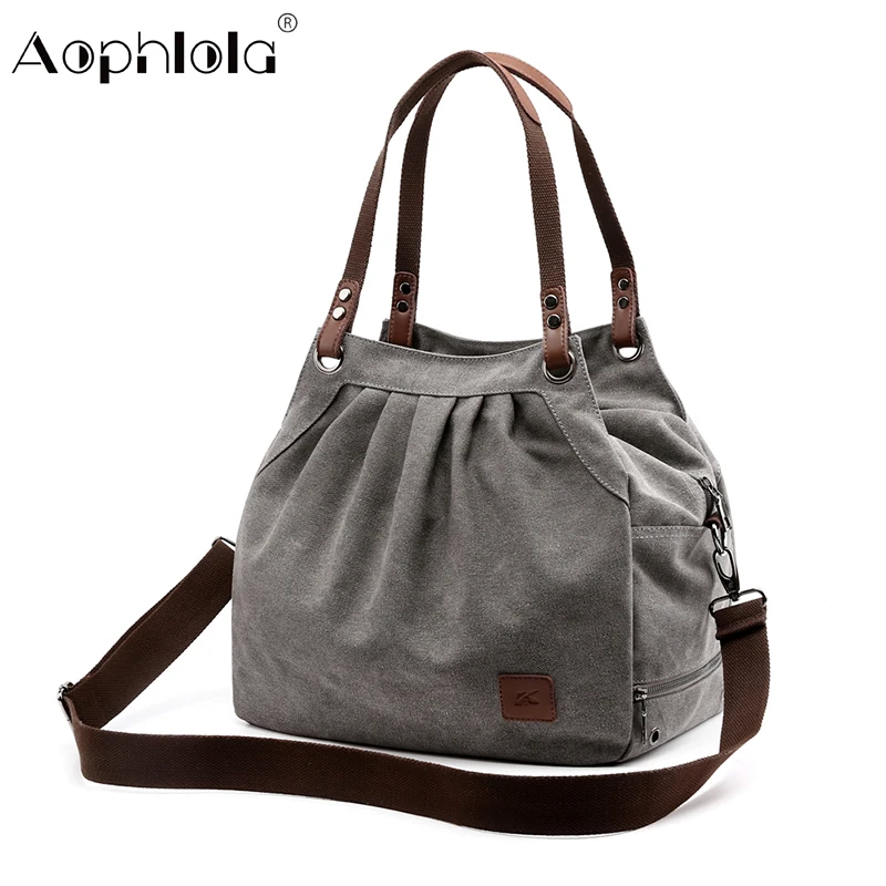 

Woman Canvas Handbags Big Capacity Leisure Female Shoulder Bags Casual Crossbody Pack Vintage Solid Ladies Totes bolsa feminina