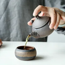 Китайские чайные горшки ручной работы в форме тыквы, подлинные чайные чашки, керамический чайник, для путешествий, кунг-фу, чайный горшок, керамический чайный набор