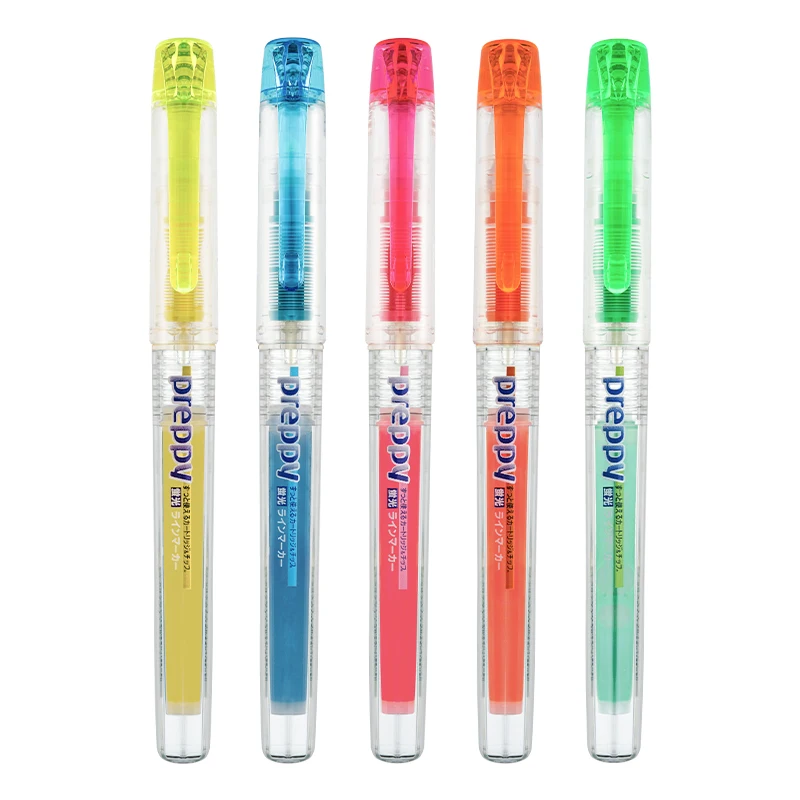 5 Colors set Platinum Preppy water based Highlighter with cap Japan CSCQ-150 