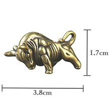 

Mini Vintage Brass Bull Decorative Craft Ornament Statue Figurines Keychain Ornament Home Office Desk Decoration