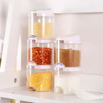 

5pcs Portable Transparent Superimposed Spice Seasoning Jars Kitchen Supply Condiment Cruet Storage Box Containers Storage Bag