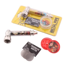 Высококачественные металлические трубы для курения табачных трубок+ мельница для измельчения детекторов дыма сигаретная точилка держатель