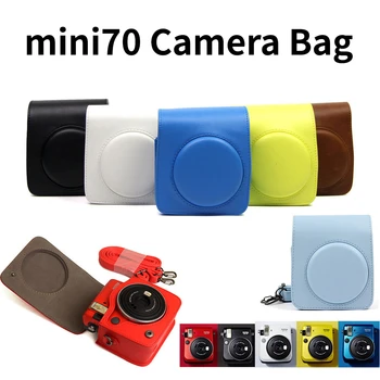 

Protective PU Leather Classic Camera Case Bag with Shoulder Strap, Compatible for Fujifilm Instax Mini 70 Instant Camera