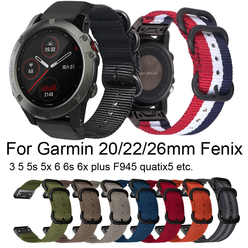 metro Volwassenheid Tegenslag 20 22 26mm Nylon Replacement Watch Strap for Garmin Fenix 3 5 6 5s 6X Plus  forerunner945 Sapphire Descent Canvas WristWatch Band|Watchbands| -  AliExpress