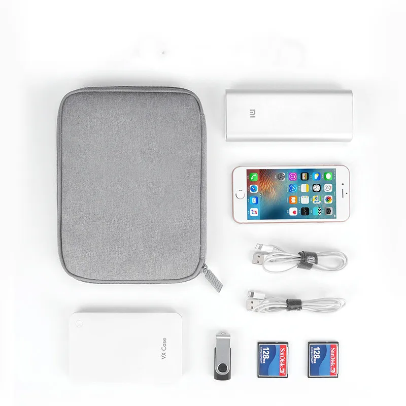 Серая цифровая сумка для хранения USB органайзер для кабеля данных наушников провод сумка Ручка power Bank Дорожный комплект чехол сумка Аксессуары для электроники