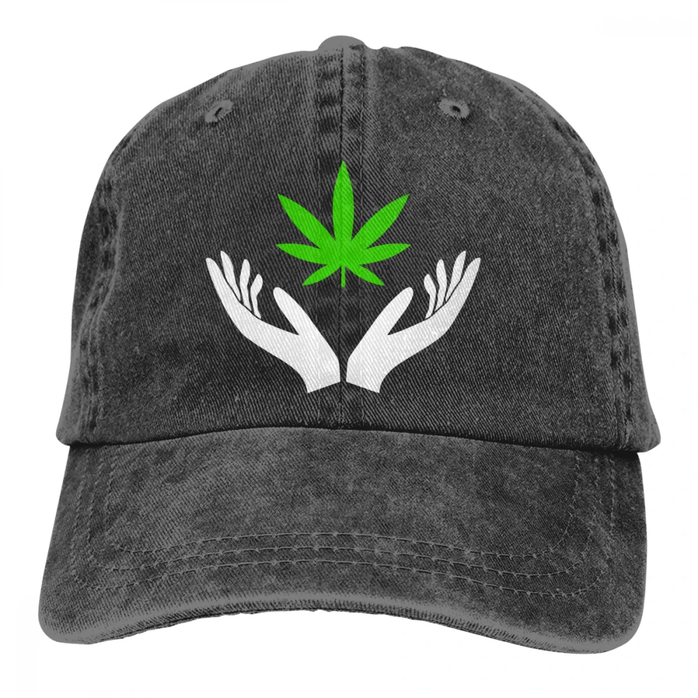 Трава руки держа лист Casquette черный унисекс Мужские Женские джинсовые бейсболка с ремешком кепки Регулируемый Гольф папа шляпа
