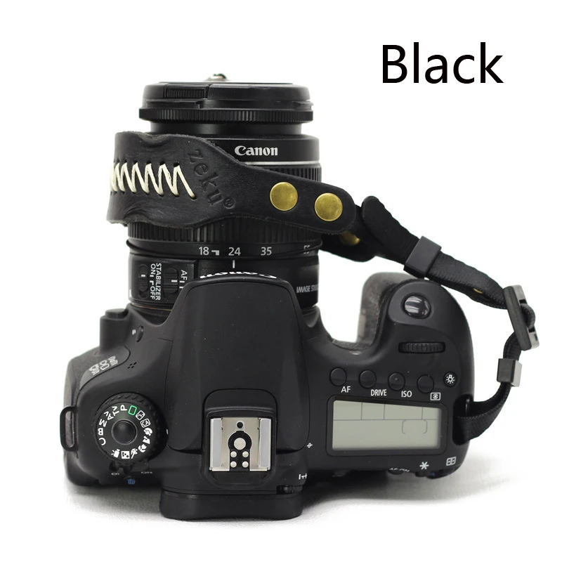 Кожаный ремешок для камеры ручной работы Ретро ручной DSLR стильный мягкий комфорт для Canon Nikon sony Pentax Olympus Panasonic - Цвет: Black