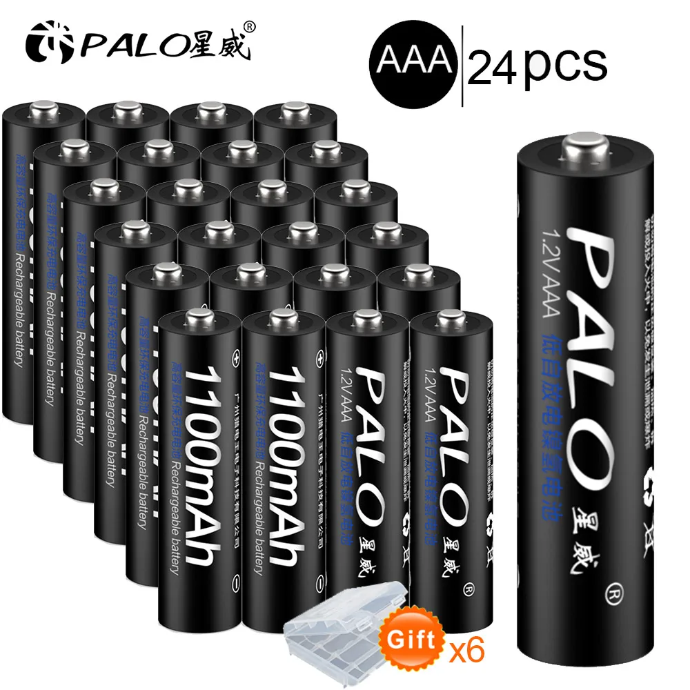 24PCS PALO 4/8/12/16/20/24 шт. AAA аккумуляторная батарея Ni-MH 1,2 V 1100 мА/ч, 3A 3a аккумуляторные батареи Батарея для игрушка на дистанционном управлении - Цвет: 24PCS