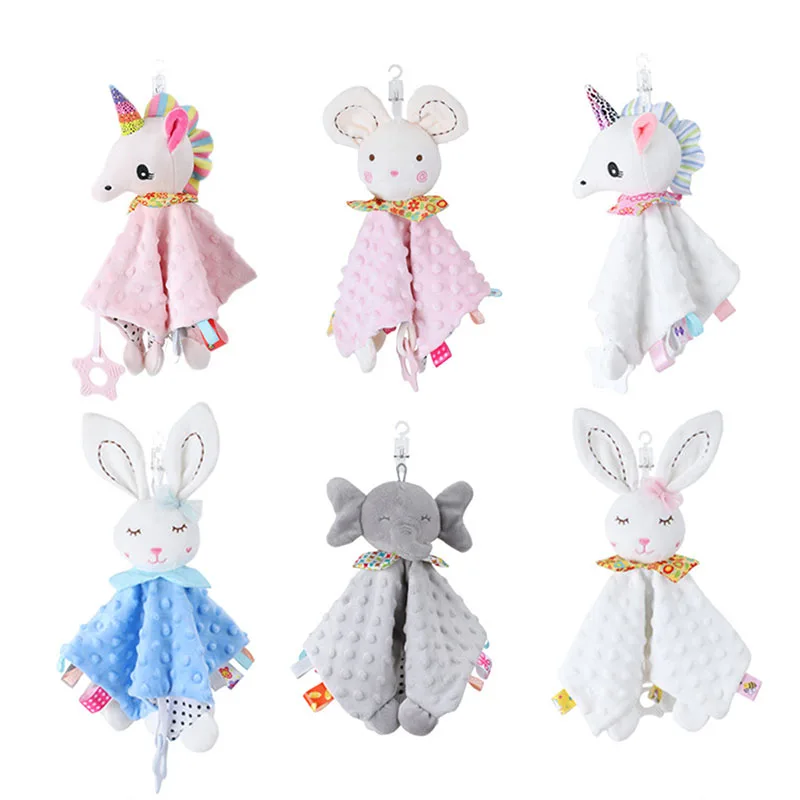 Newborn Baby Shower Gift Bunny Soothe Appease Towel Plush Stuffed Baby Toys Security Tag Stuffed Animal Blanket baby comforter blanket
