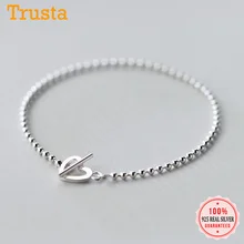 Trusta,, 925, цельное Настоящее серебро, модные бусины, сердце, звезда, браслет, 16 см, для девочек-подростков, леди, подарок, Женские Ювелирные изделия, DS1014