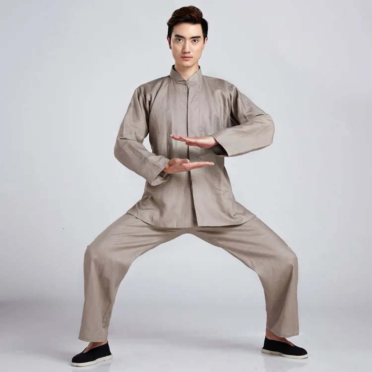 Традиционная китайская мужская униформа Tai Chi для взрослых Одежда для боевых искусств воротник Мандарин Тан костюм Ушу тайчи костюм для кунг-фу одежда